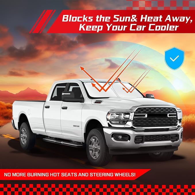 ARISMOTOR Windshield Sun Shade for Dodge RAM 2500 3500 2010-2025, Custom Fit - Image 7