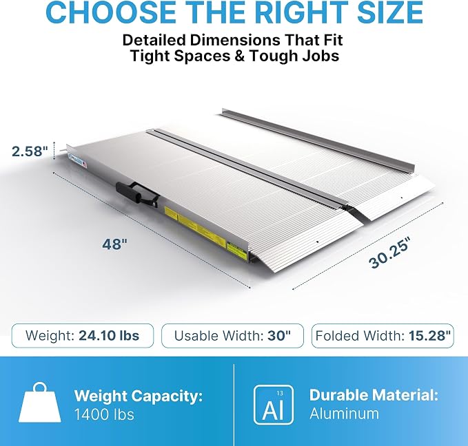 EZ-ACCESS TRAVERSE Singlefold Portable Loading Ramp Heavy Duty Aluminum Safe - Image 3