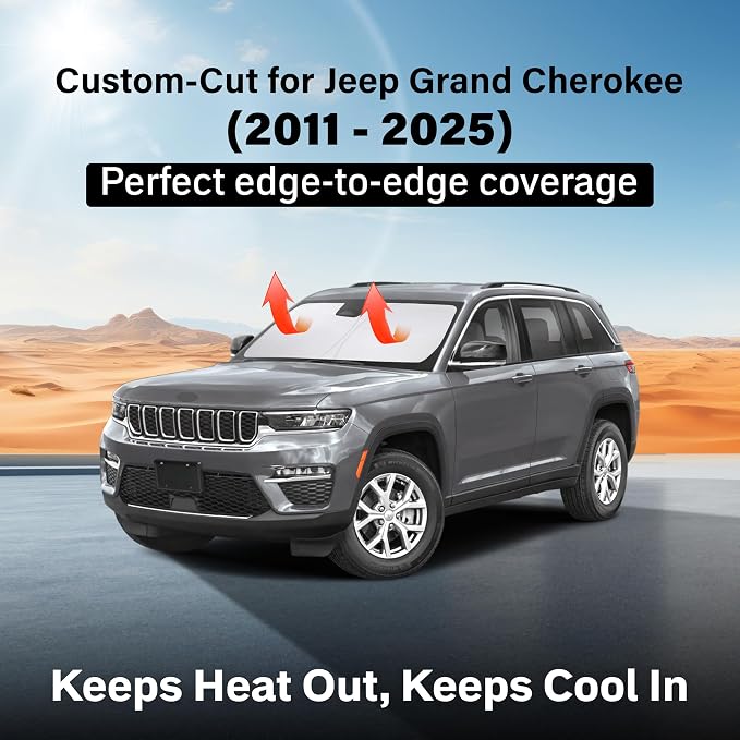 Econour Windshield Sun Shade for 2011-2025 Jeep Grand Cherokee/Grand Cherokee L - Image 2
