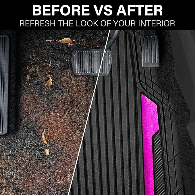 CAR PASS Heavy Duty Rubber Car Mats Metallic, Aluminum Film All Weather Floor - Image 6