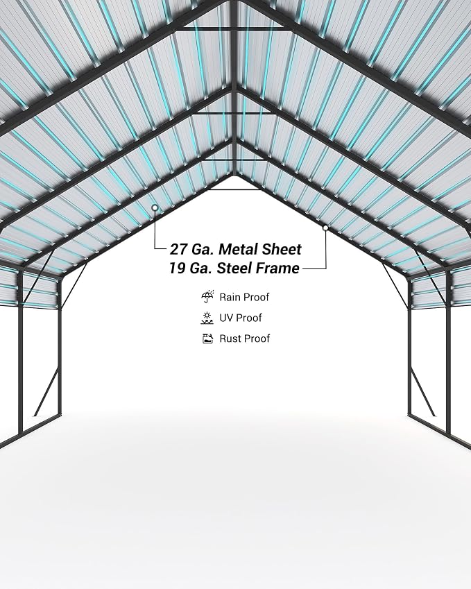 20'x20'x13' Metal Carport for 2 Cars, Heavy Duty Car Ports for Heavy Snow - Image 4