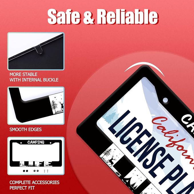 Camping Life License Plate Frame Forest Night Deer License Plate Frames - Image 2