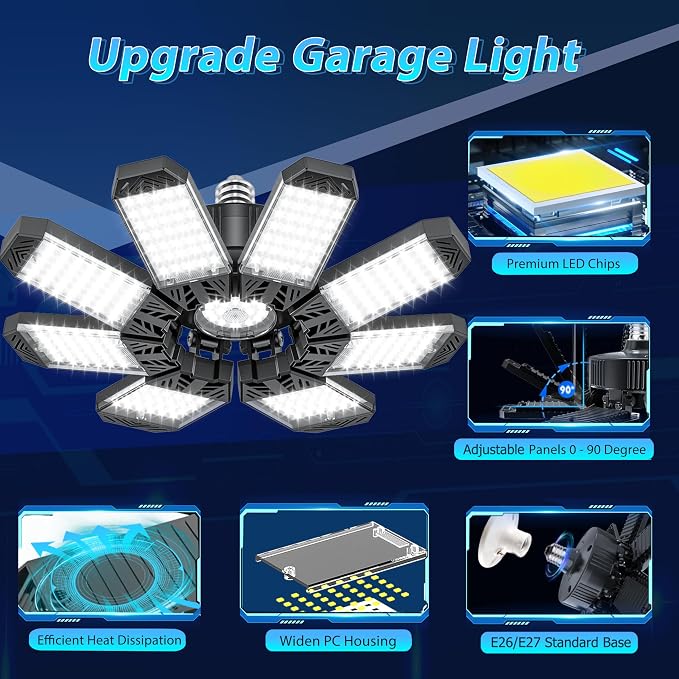 ISKYDRAW LED Garage Lights 2 Pack, 260W 26000LM Bright Shop Light - Image 5