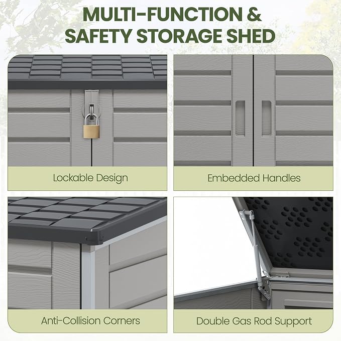 Outdoor Trash Can Storage Shed 4.6 x 4.1 FT, 304 Gallon Resin Shed - Image 4