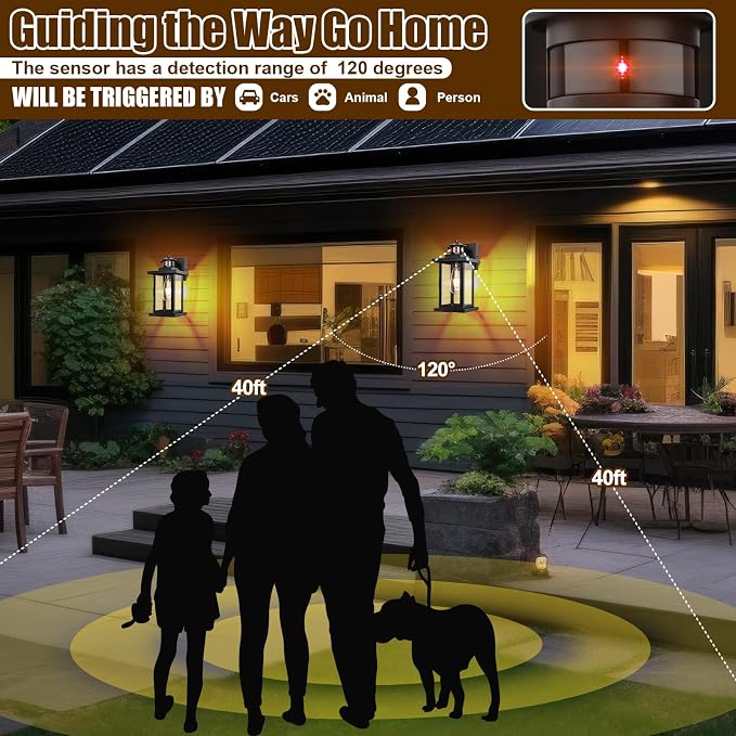 Motion Sensor Outdoor Lights Wall Mount, Dusk to Dawn Garage Exterior Light - Image 7