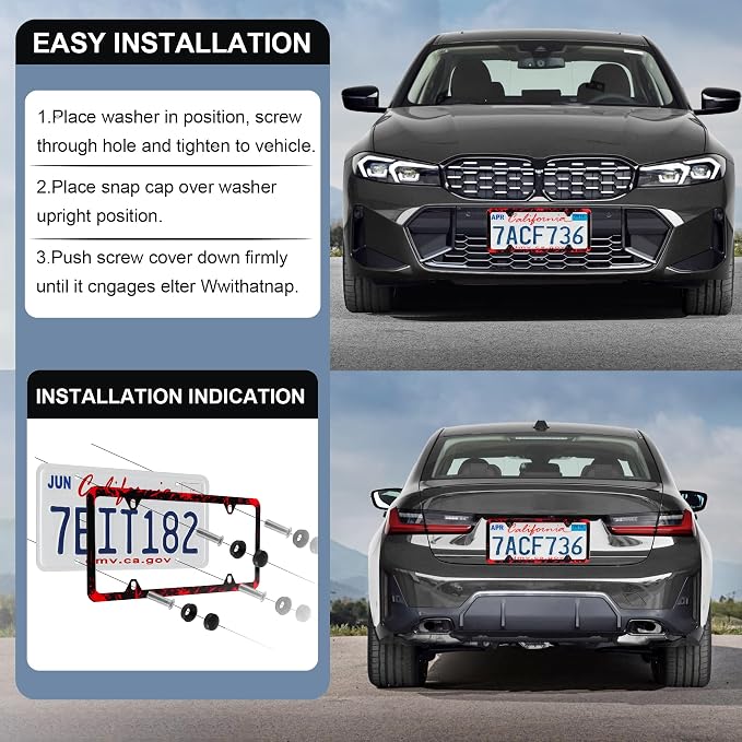 LivTee Black License Plate Frames, 4 Holes Stainless Steel License Plate Covers - Image 5