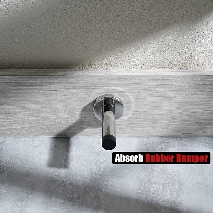 JQK Door Stopper Chrome, 304 Stainless Steel Thicken 1mm Sound Dampening Door - Image 6