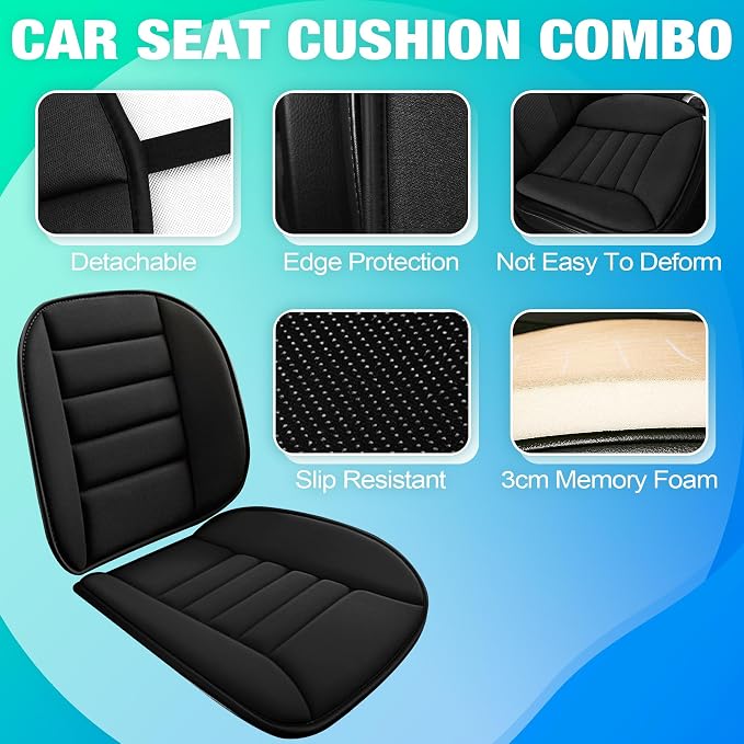 MYFAMIREA Car Seat Cushion and Lumbar Support Pillow 1.2'' Thick Memory Foam - Image 2