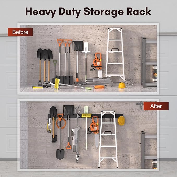 Garage Tool Organizer Wall Mount, Garden Tools Rack Holder, 64 Inch Storage - Image 6