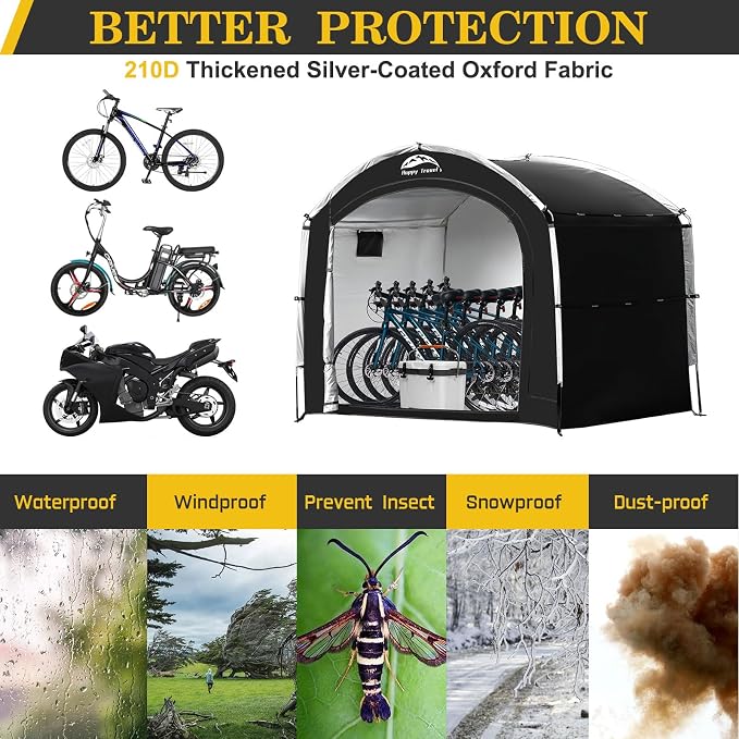 Happy Travel Bike Storage Shed Tent, Outdoor Portable Bicycle Storage Sheds - Image 4