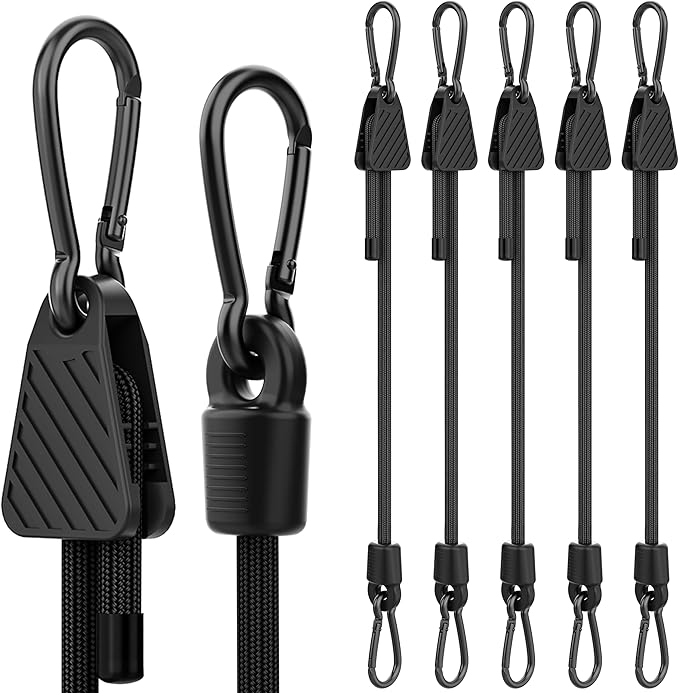 Bungee Cords with Hooks, 60 Inch Adjustable Elastic Bungee Cords with Carabiner by Rugtol