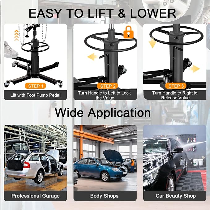 Transmission Jack 1660 lbs/ 0.75 Ton Capacity Hydraulic Telescopic Transmission - Image 7