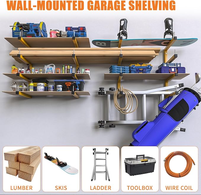 4-Pack Lumber Storage Rack, Wood Storage Racks Wall Mount, Heavy Duty Garage - Image 8