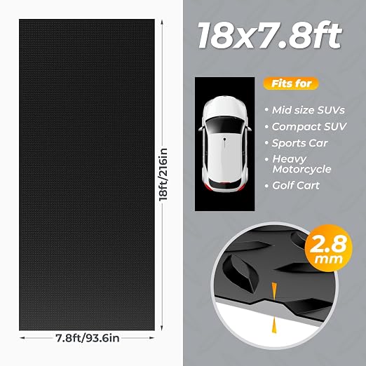 7.8 x 18 FT Garage Floor Mats for Under Car, 2.8mm Thickened Rubber Garage - Image 7