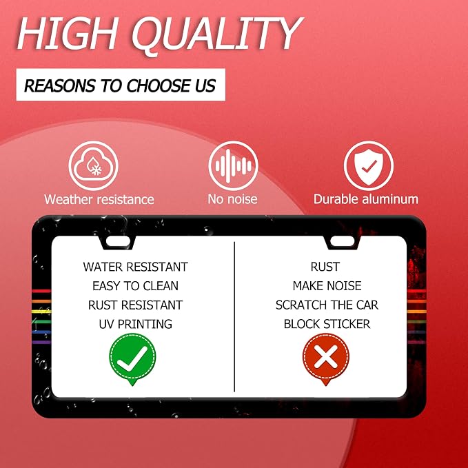 Gay Rainbow Line License Plate Frame Funny LGBT License Plate Frames Stainless - Image 4