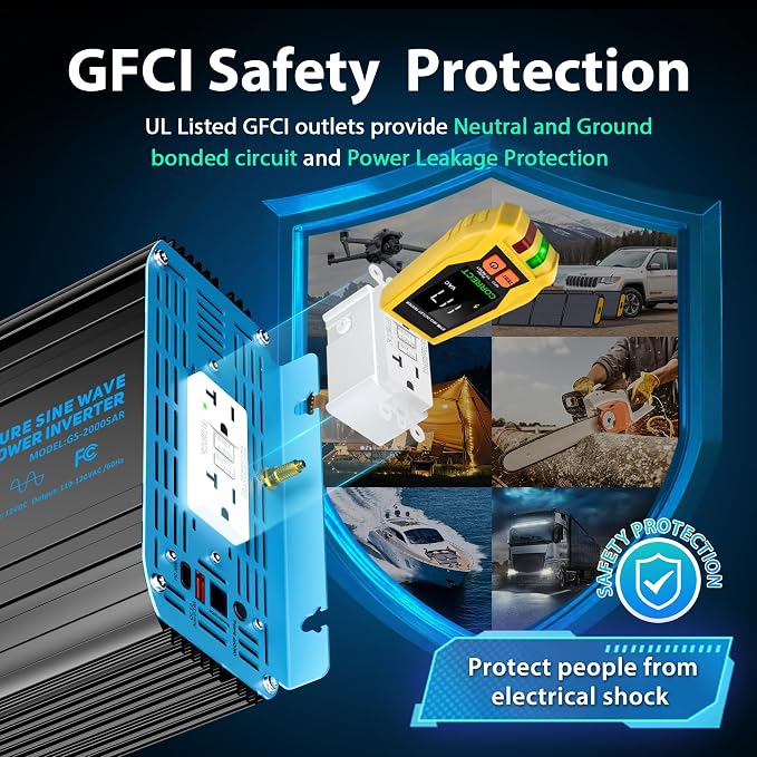 GIANDEL 2000 Watt Pure Sine Wave Power Inverter 12V DC to 120V AC, 4100W Surge - Image 3