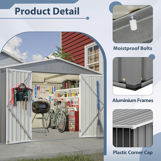 10X8 FT Outdoor Tool Storage Shed - Image 3