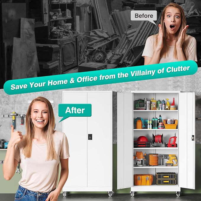 75" Tall Metal Storage Cabinet - Image 9