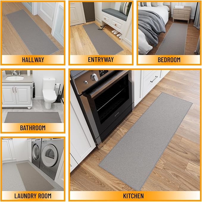 Ottomanson Hallway Runner Rug 2'2" x 6' Non Slip Solid Area Rugs Easy to Clean - Image 3