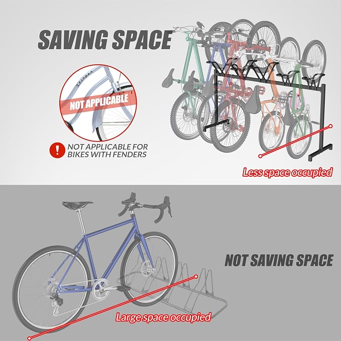 5 Bikes Floor Stand, Adjustable Bicycle Parking Rack - Image 5