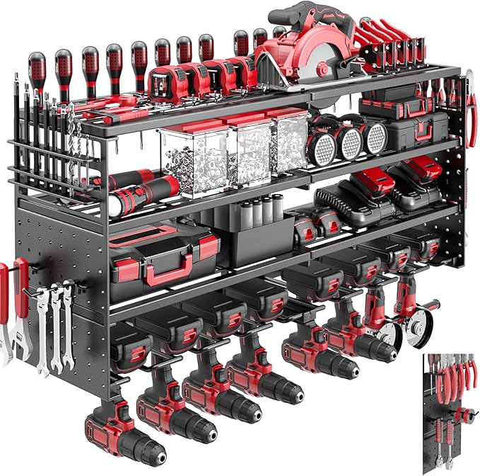 Power Tool Organizer Wall Mount, 4 Tier Tool Storage Rack by ODSNANIE