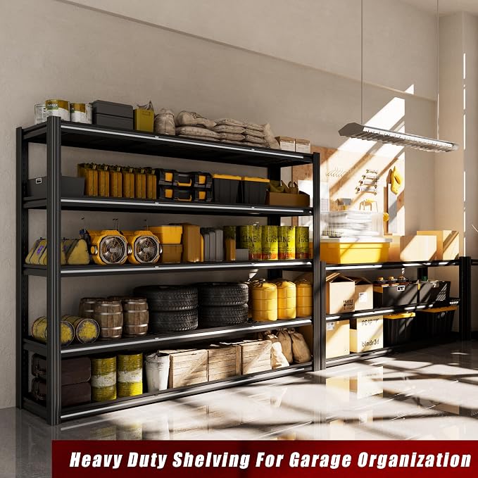 60" W Garage Shelving 5-Tier Storage Shelves Adjustable Metal Shelving Units - Image 7