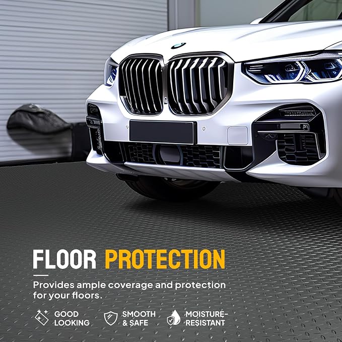 TUFFIOM 5 x 10 FT Garage Floor Mat, Thickened Diamond Plate PVC Garage Mats - Image 2