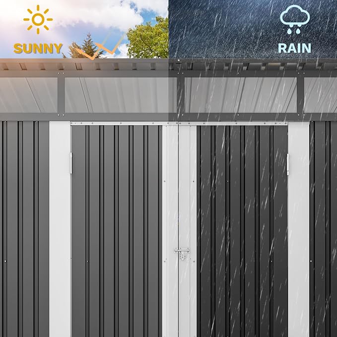 DWVO 9x4 FT Storage Shed for Bicycle, Functional Metal Tool Shelter Garden - Image 4