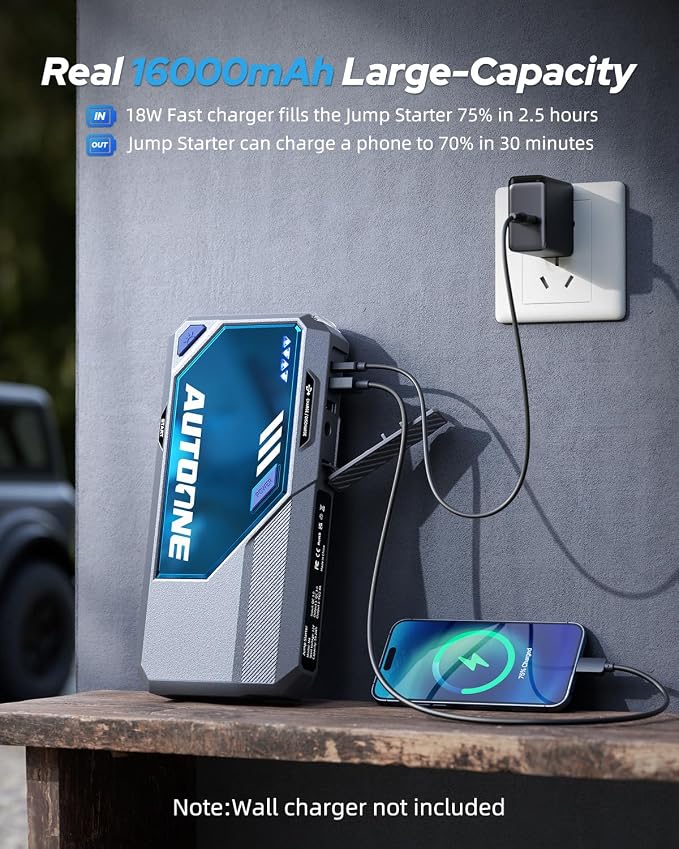 AUTOONE M4 Jump Starter 7500A Car Jumper Starter Portable, 12V Battery Jump - Image 3