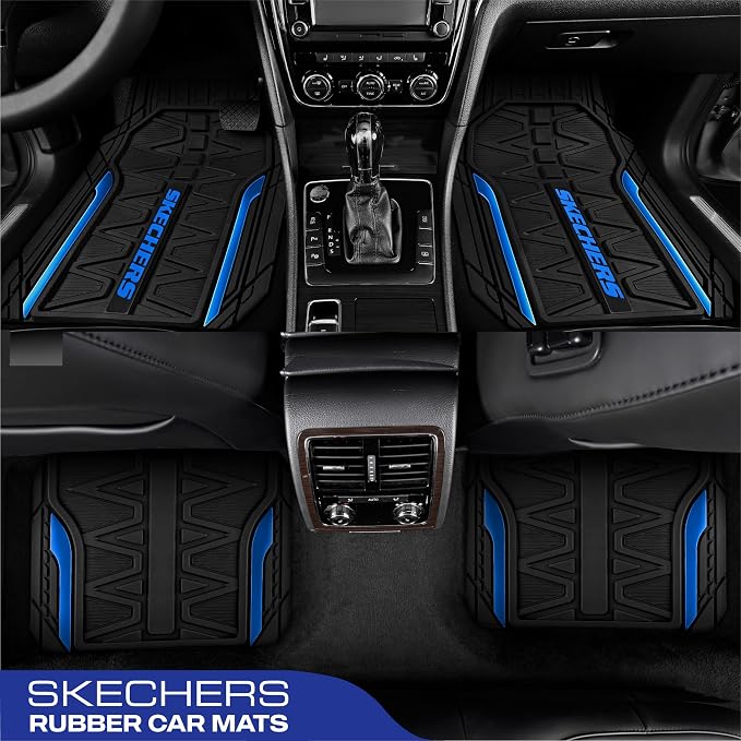 Skechers Car Floor Mats, Heavy Duty Rubber Car Mats Full Set, All Weather Floor - Image 3