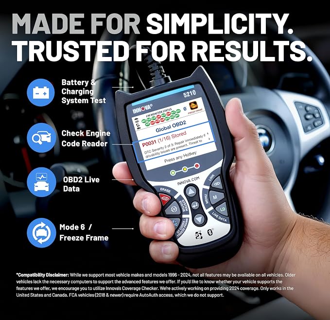 Innova 5210 OBD2 Scanner & Engine Code Reader, Battery Tester, Live Data - Image 2