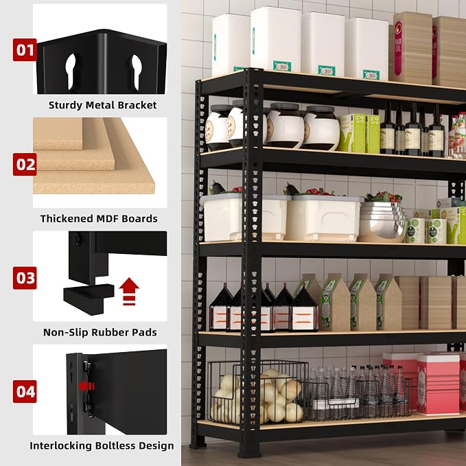 3 Packs 35.5" W x 16" D x 71" H Adjustable Garage Storage Shelves - Image 5