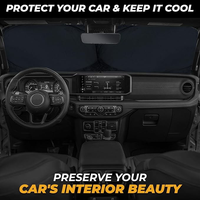 Jeep Windshield Sunshade | Protects Sun Visor from UV and Heat Protection | Fits - Image 2