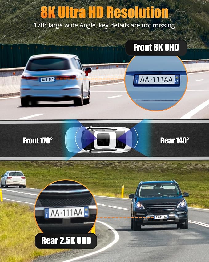 Dash Cam Front and Rear, 8K/2.5K UHD Dash Camera - Image 2
