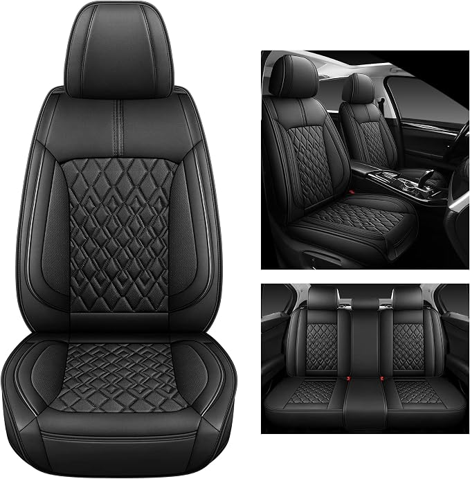 Pariitadin Leather Car Seat Covers Full Set, Waterproof Breathable Faux Leather - Image 4
