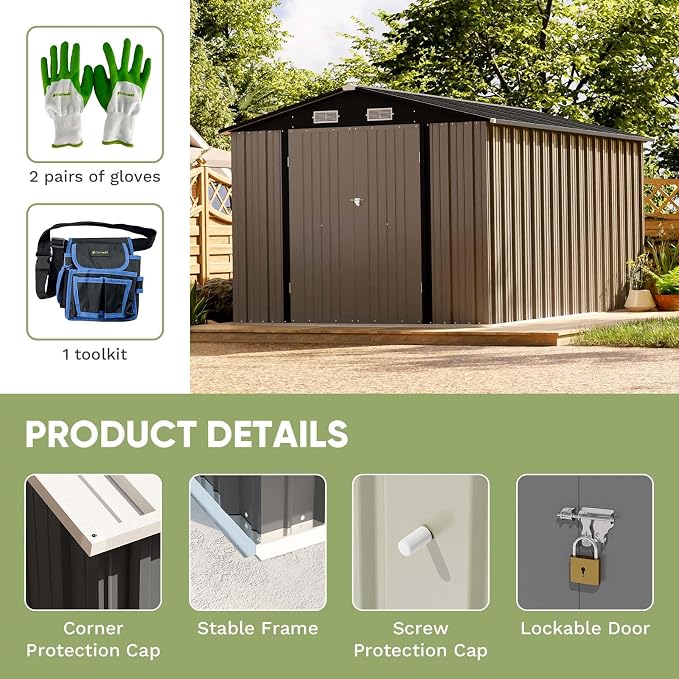 Patiowell 8 x 12 FT Metal Storage Shed - Image 3