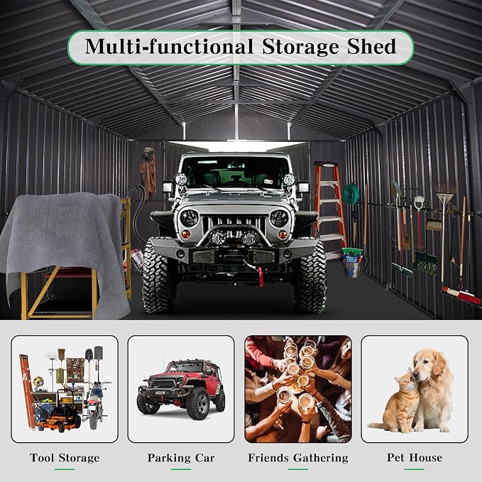 Domi 12x25FT Outdoor Metal Garage Shed, Extra Large Carport - Image 8