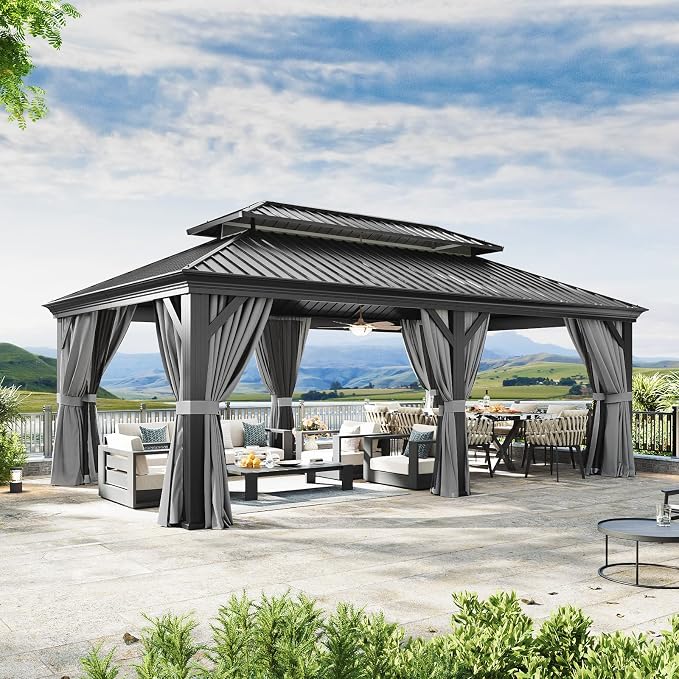 Aoxun 12' X 20' Hardtop Gazebo, Aluminum Outdoor Gazebo by Aoxun