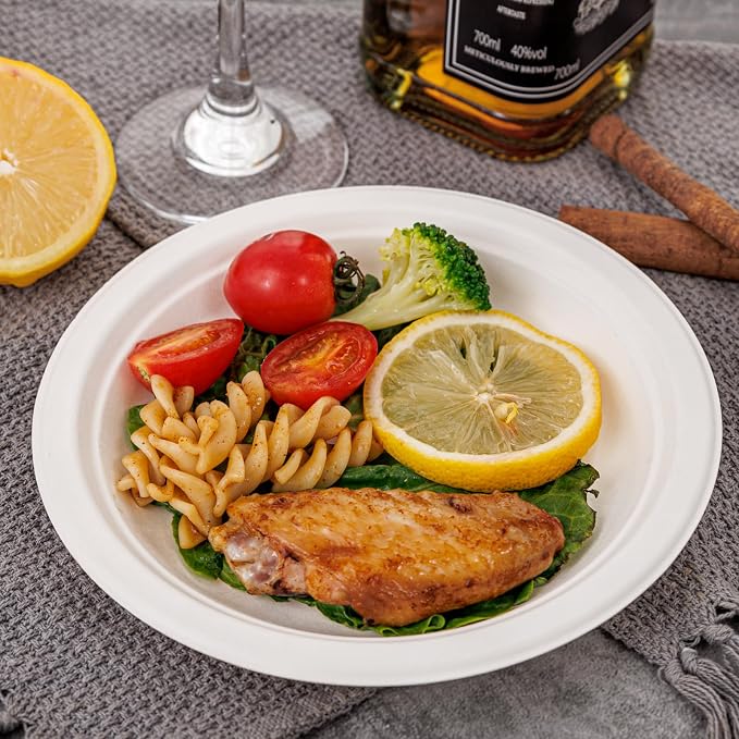 WELLIFE 100% Compostable Paper Plates 7 Inch, Biodegradable Bagasse, - Image 6