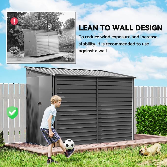 Outsunny 4.6' x 9' Steel Outdoor Storage Shed, Lean to Shed, Metal Tool House - Image 5