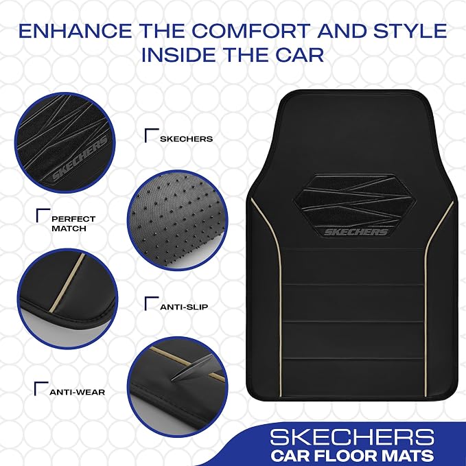Skechers Memory Foam Car Mats, Leather Piping - Image 4