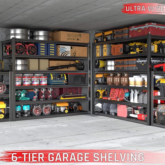 60" W Garage Shelving Heavy Duty, 6 Tier Garage Shelves, Commercial Metal - Image 6