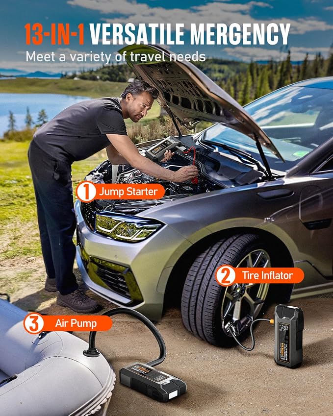 NOVSIGHT Jump Starter With Air Compressor - Image 2