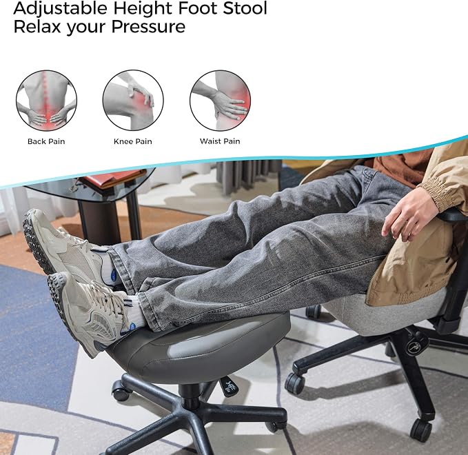 EUREKA ERGONOMIC Height Adjustable Foot Stool, 19x18'' Large Seat Under Desk - Image 7