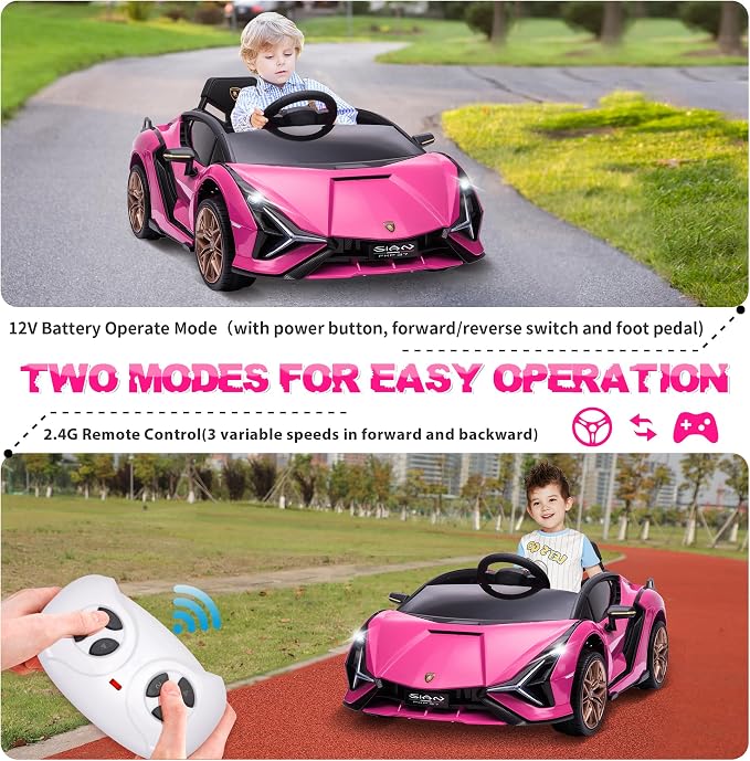 Licensed Lamborghini SIAN Kids Electric Ride On Car Toy by TOBBI, 12V Battery - Image 3
