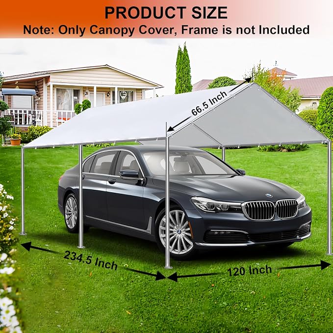 10 x 20 Ft Carport Replacement Canopy Cover Garage Top Tent Shelter - Image 6