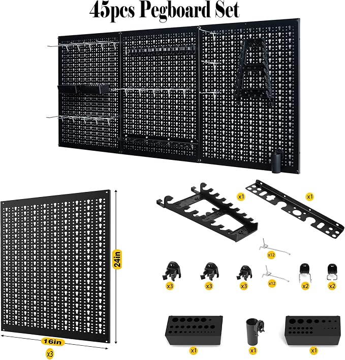 Ultrawall Peg Board Wall Organizer 4 ft. Metal Pegboard Garage Wall Pegboard - Image 2