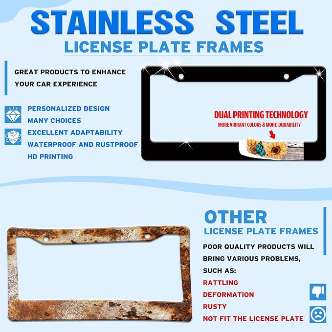 Black White Butterfly License Plate Frame Funny Butterflies License Plate Holder - Image 2