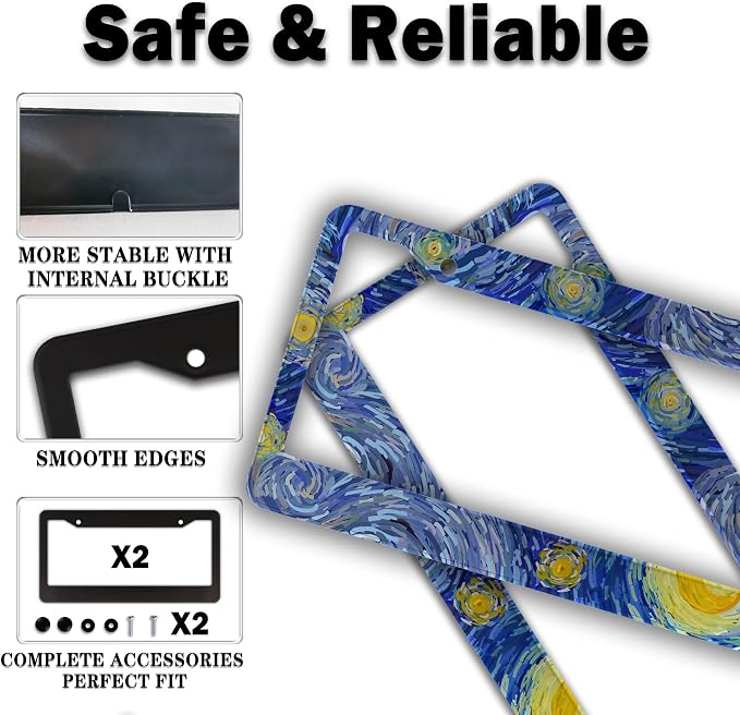 License Plate Bracket Multicolor License Plate Frames Starry Night by Aluminum - Image 4