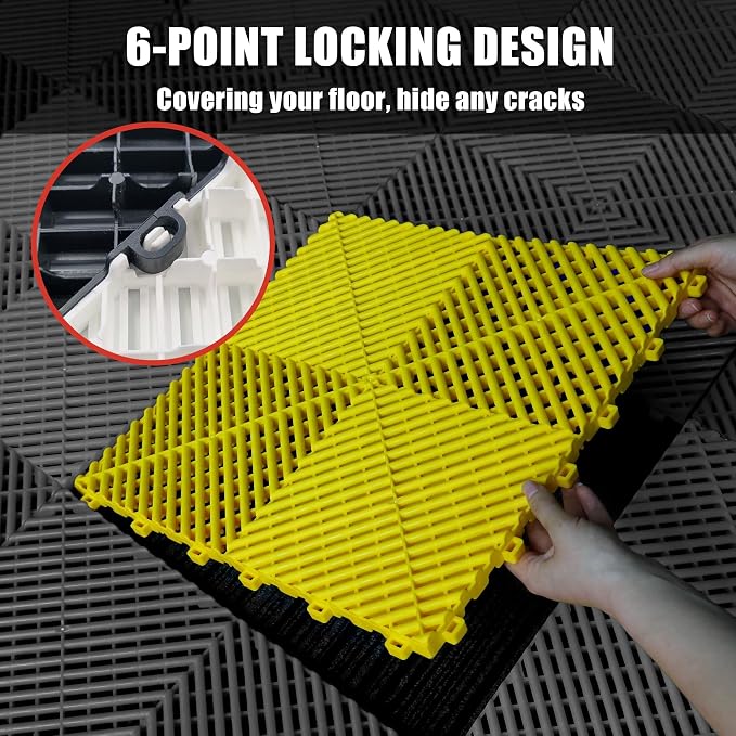 50PCS|15.7"x15.7" Garage Flooring Tiles, Non-Slip Interlocking Plastic Garage - Image 3